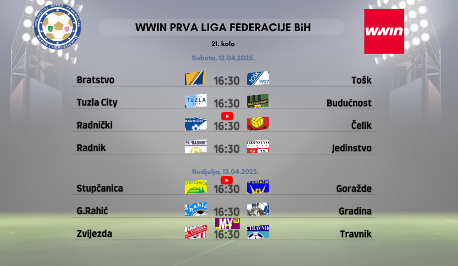 Delegiranje 21. kola WWIN Prve lige Federacije BiH
