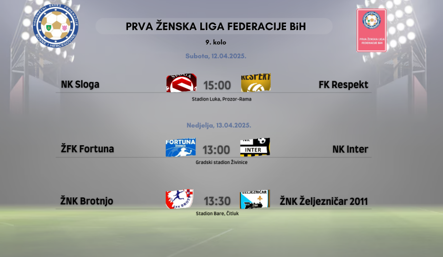 Delegiranje 9. kola Prve ženske lige FBiH