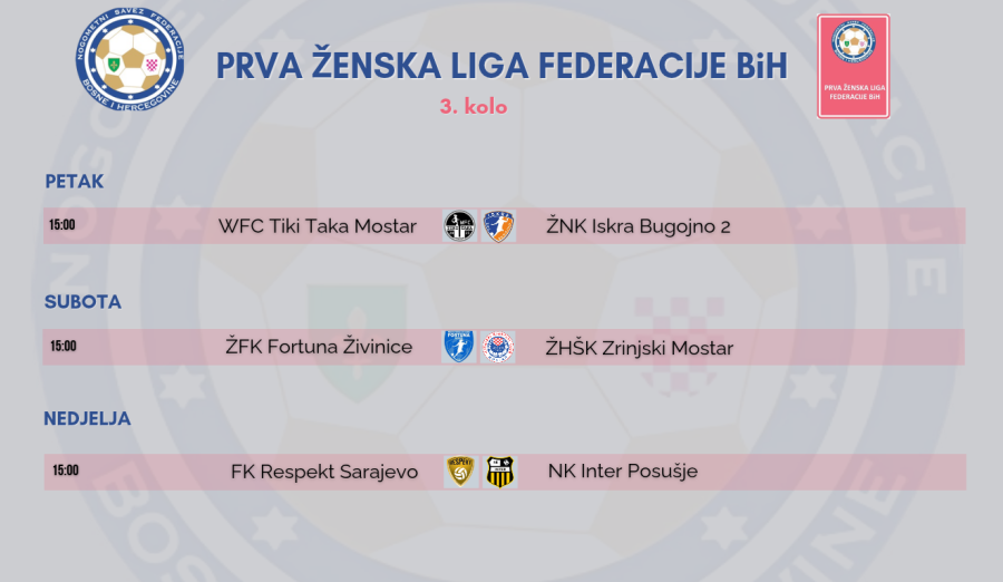 Službena lica 3. kola Prve ženske lige FBiH